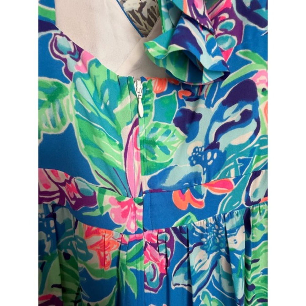 Lilly Pulitzer Rease Maxi Dress Butterfly Floral Print V‎ Neck Tie Back Size 8 - Picture 11 of 12